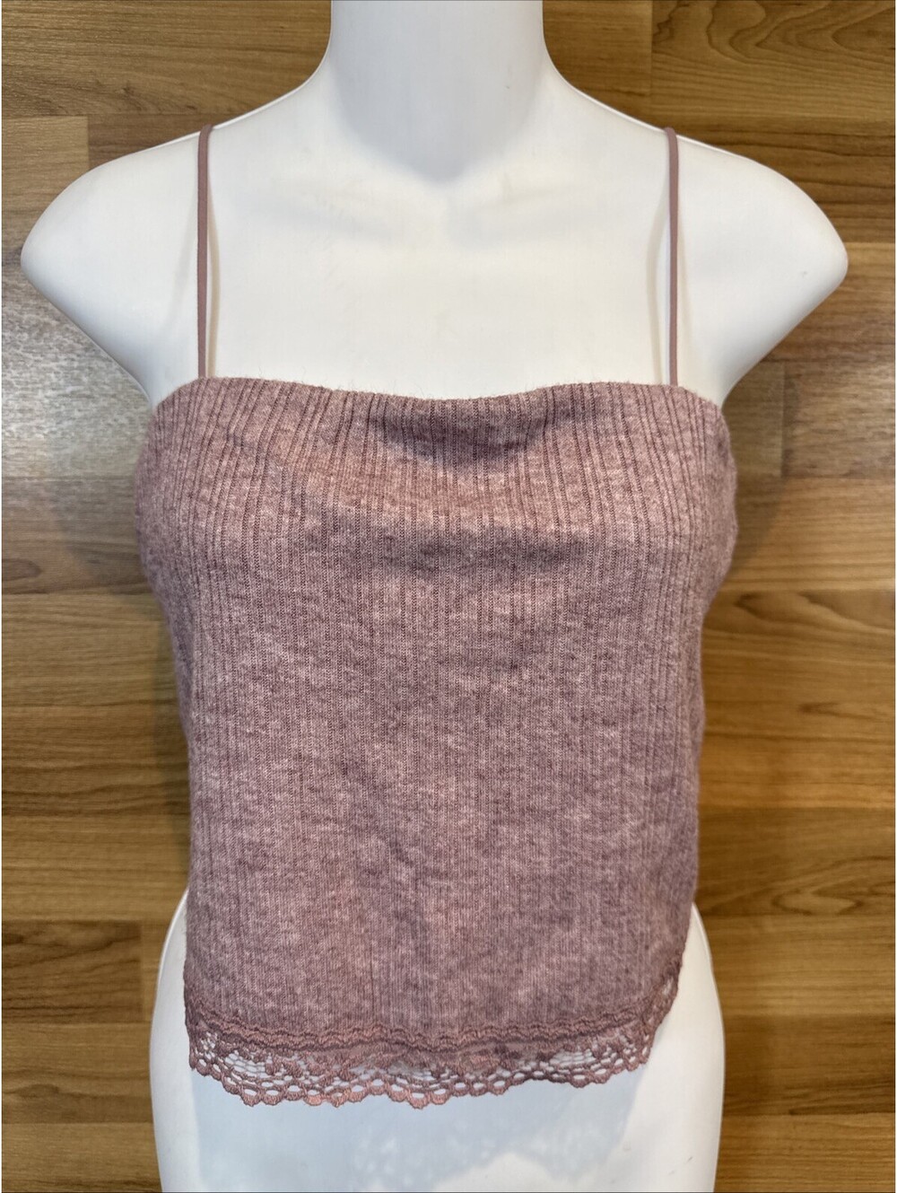 Aeropostale L Seriously Soft Bungee Cami Spaghetti Strap Rib Cropped Tank Top